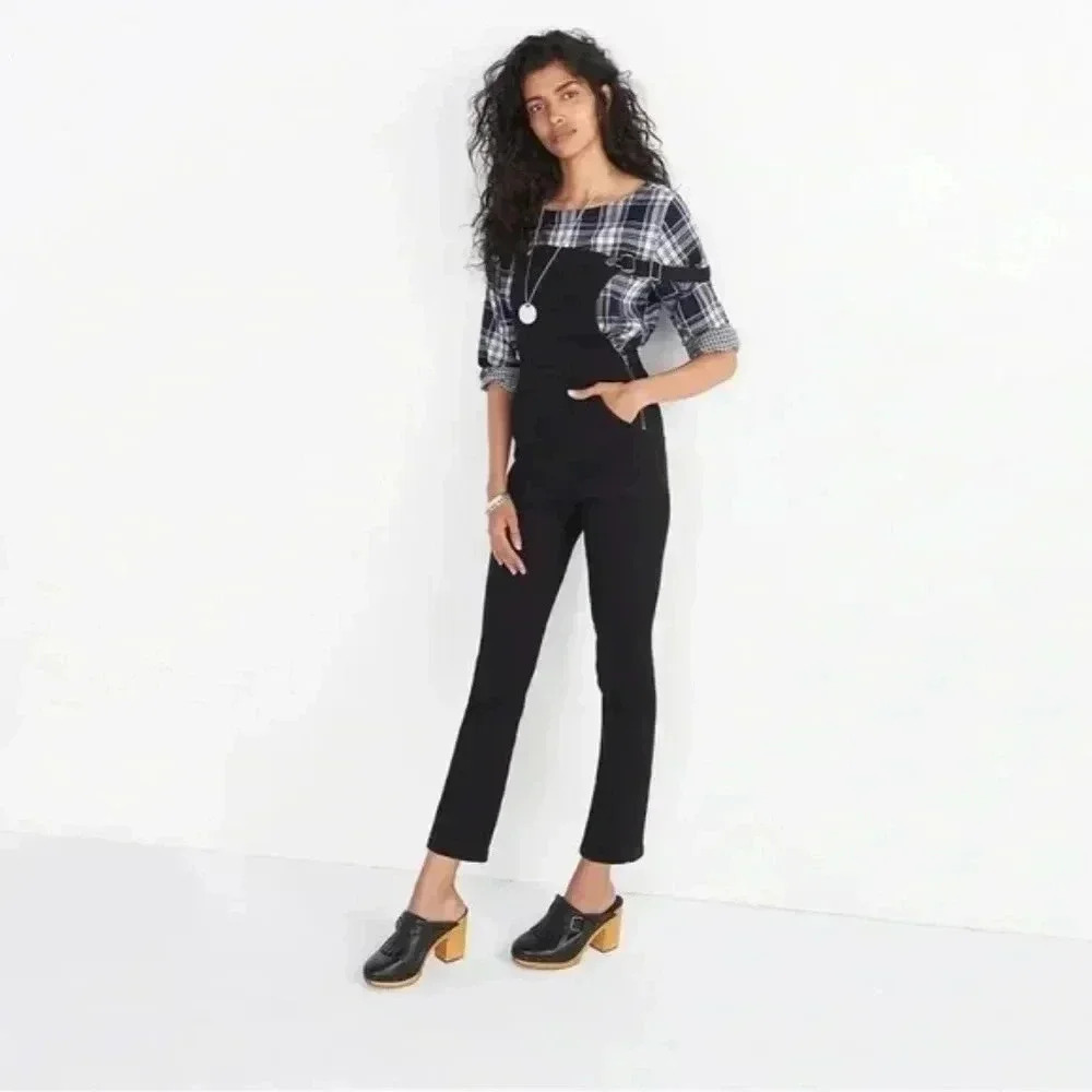 Madewell Cali Demi-Boot Overalls in Black Forest F6394